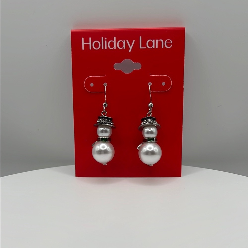Holiday Lane Silver Snowman Earrings